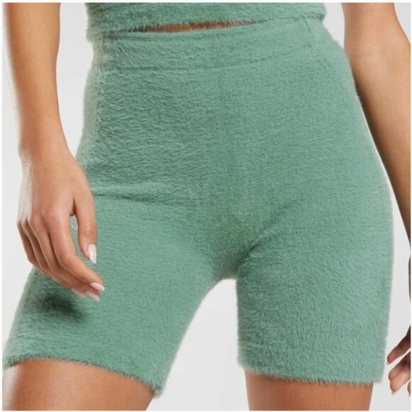 Gymshark Pants - Gymshark x Whitney Simmons Eyelash Knit Shorts Women's Med Green Fuzzy Athletic